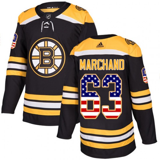 Authentic Adidas Youth Brad Marchand Black USA Flag Fashion Jersey